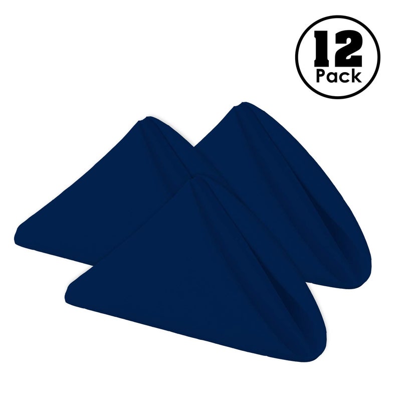 Gee Di Moda Cloth Napkins - 17 x 17 Inch Navy Blue Dinner Napkins - Set of 12 Soft & Absorbent Washable Fabric Cloth Table Napkins with Hemmed Edges for Hotel Restaurant, Holiday Parties & Wedding - Image 2